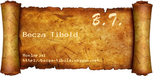 Becza Tibold névjegykártya